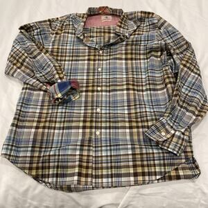 Saltaire Shirt Mens L Multicolor Plaid Button Down Long Sleeve